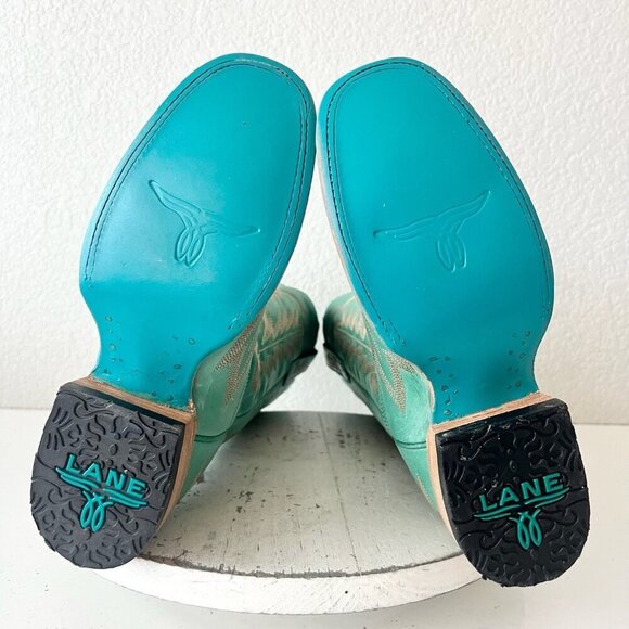 NEW Lane Saratoga Womens Square Toe Cowboy Boots 5.5 Turquoise Western Cowgirl - Picture 10 of 13